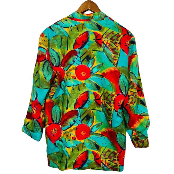 Vintage Paul et Duffier Abstract Floral Blazer Jacket Casual Long - S - Picture 2 of 4